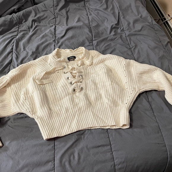 Isabel Marant lace-up ribbed-knit sweater size 40